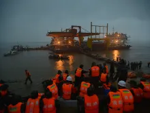 A passenger ship carrying 458 people sinks in Yangtze River in Jingzhou, China on June 2, 2015. 