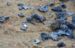 A picture taken Jan. 8, 2020 in Bardarash in the Dohuk governorate shows shrapnel from a reportedly Iranian missile initially fired at Iraqi bases housing US troops.   -/AFP via Getty Images.