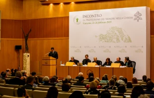 A press briefing on the Vatican child abuse summit held at the Patristic Institute Augustinianum, Feb. 24, 2019.   Daniel Ibanez/CNA.