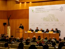 A press briefing on the Vatican child abuse summit held at the Patristic Institute Augustinianum, Feb. 24, 2019. 