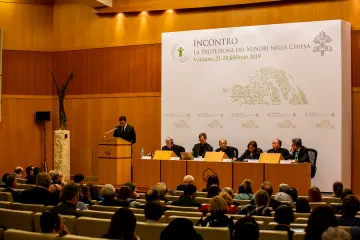 A press briefing on the Vatican child abuse summit held at the Patristic Institute Augustinianum Feb 24 2019 Credit Daniel Ibanez CNA