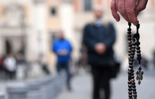 A protest against sex abuse is held Feb. 19 in San Silvestro Square in Rome.   Tiziana Fabi/AFP/Getty Images.