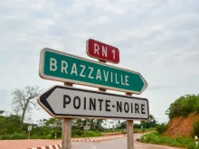 A roadsign in Republic of the Congo near Soulou Dolisie, January 2014. 