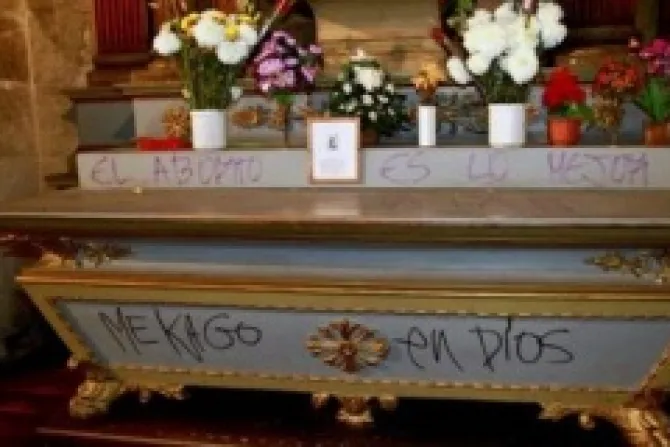 A side altar in the Cathedral of Santiago was desecrated Photo Credit  Kangrejo CNA 7 26 13