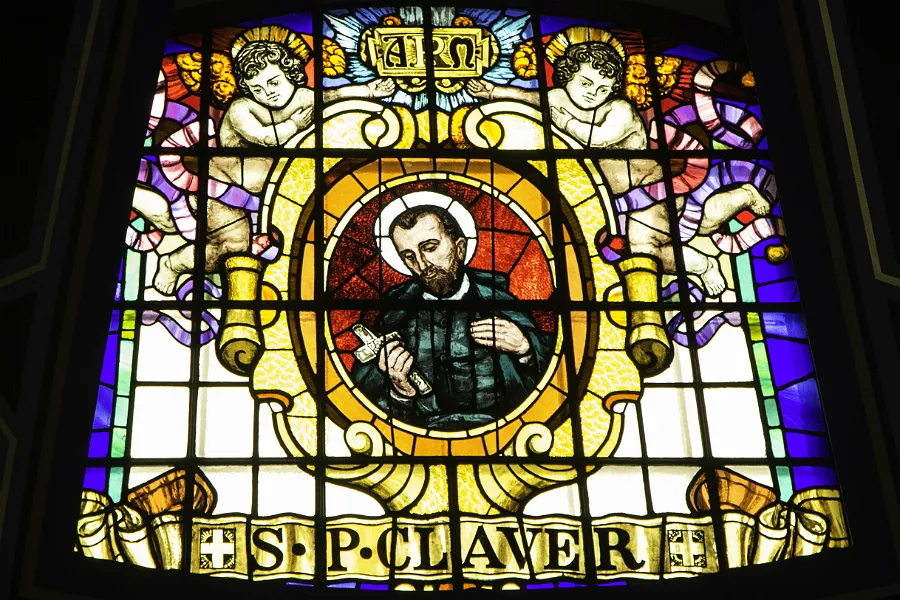 A stained glass image of St. Peter Claver in St. Aloysius church, Glasgow. ?w=200&h=150