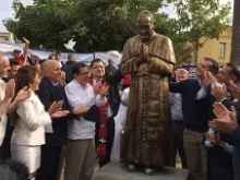 A statue of Romero is revealed and dedicated in Los Angeles'  MacArthur Park on Nov. 23, 2013. 