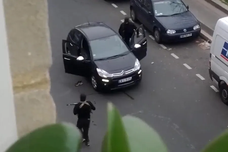 A still image from an amateur video posted on Youtube shows a moment of the assault on satirical newspaper Charlie Hebdo, Jan. 7, 2015. ?w=200&h=150