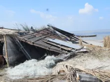 A structue on the riverfront in Chandpur, Bangladesh, damaged by Cyclone Bulbul, Nov. 11, 2019. 