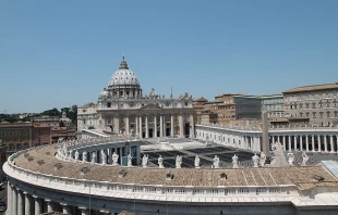 A view of St. Peter's Basilica from the roof of a nearby building on June 5, 2015.   Bohumil Petrik/CNA.