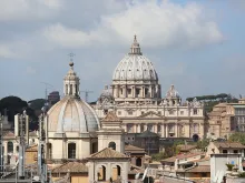 A view of St. Peter's Basilica from the Pontifical University of the Holy Cross, April 14, 2016. 