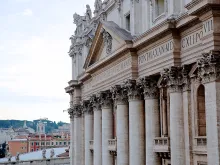 The facade of St. Peter's Basilica, as seen from the Apostolic Palace in the Vatican. 
