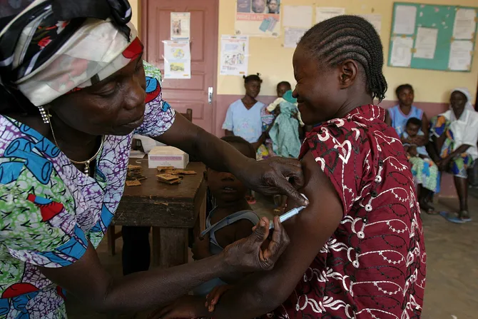 A woman receives a Tetanus vaccination at the Pissa health centre in the Central African Republic Jan 23 2008 Credit Pierre Holtz for UNICEF HDPTCAR CNA 11 13 14