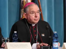 Archbishop Jose Gomez of Los Angeles speaks at the North American College, May 2, 2015. 