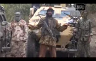 Abubakar Shekau in a low quality video admitted to kidnapping nearly 300 girls in Nigeria and threatened to sell them (Screengrab). 