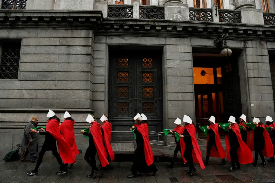 Activists in favour of the legalization of abortion perform outside the National Congress in Buenos Aires, Argentina, July 25, 2018. ?w=200&h=150