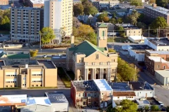 Aerial view of St Peter Catholic Church in Omaha Nebraska Courtesy of StoryTel Foundation CNA US Catholic News 4 26 13