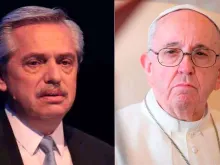 Alberto Fernández, left. Pope Francis, right. 