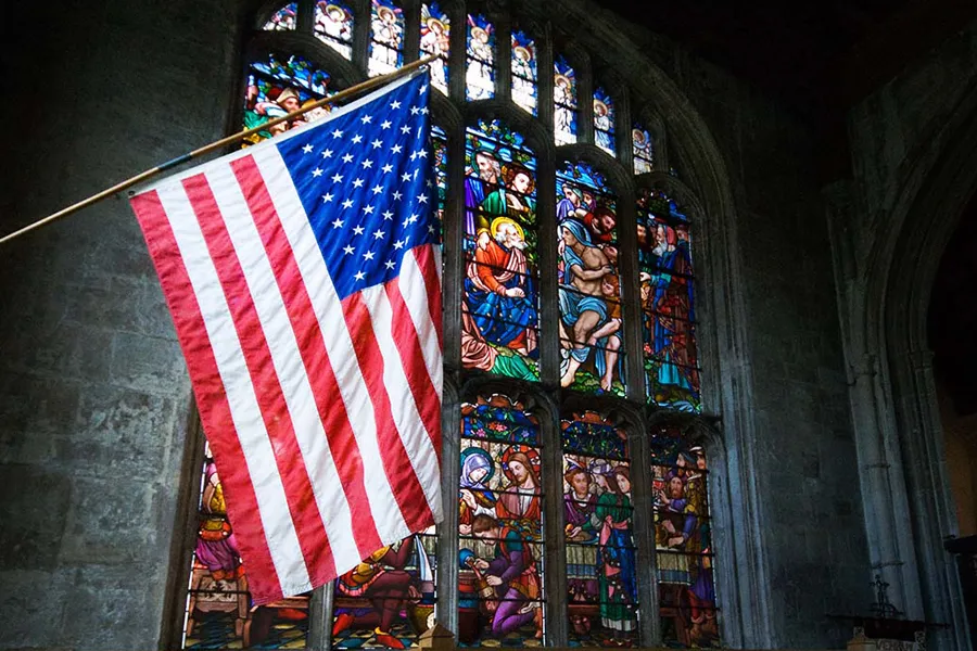 American flag and Church. ?w=200&h=150