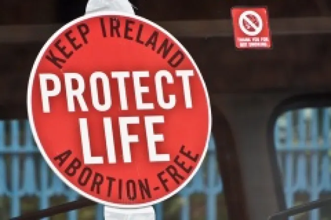 An pro life sign on the inside of a bus window during a pro life rally in Dublin Credit William Murphy infomatique via Flickr CC BY SA 20 CNA500 US Catholic News 11 14 12