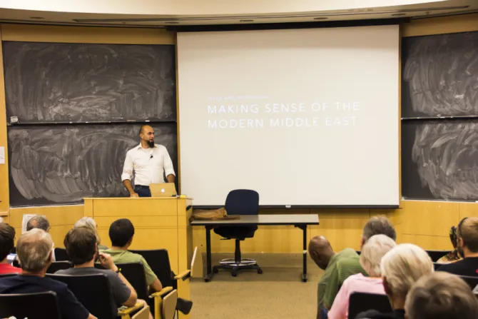 Andre Houssney speaks at the Aquinas Institute for Catholic Thought in Boulder Colorado on Sept 18 2014 Credit Maggie Lawson CNA CNA 9 19 14