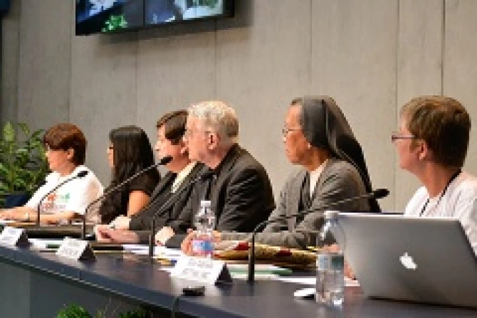 Announcment of Talitha Kums new campaign against human trafficking Play for life against human trafficking at the Vatican May 20 2014 Credit Daniel Ibez CNA CNA 5 20 14