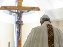 Pope Francis offers Mass in Casa Santa Marta on April 30, 2020. 