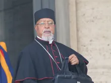 Cardinal Berhaneyesus Souraphiel of Addis Ababa departs the Vatican's Synod Hall, Oct. 13, 2014. 