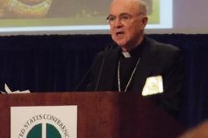 Archbishop Carlo Maria Vigan addresses the US bishops at their fall General Assembly on Nov 14 CNA US Catholic News 11 14 11