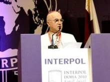 Archbishop Carlo Maria Viganò speaks at Interpol's Nov. 2010 general assembly on behalf of the Vatican. 