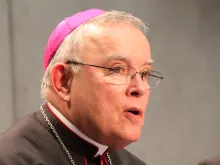 Archbishop Charles Chaput of Philadelphia speaks at the Holy See press office, March 25, 2014. 