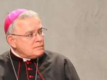Archbishop Charles Chaput of Philadelphia speaks at the Holy See Press Office, March 25, 2014. 