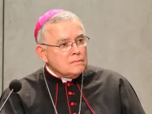 Archbishop Charles Chaput of Philadelphia speaks at the Holy See press office, March 25, 2014. 