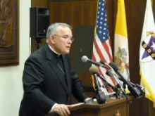 Archbishop Charles Chaput speaks at a July 2011 press conference in Philadelphia.
