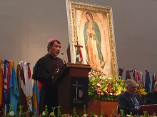 Archbishop Christophe Pierre, apostolic nuncio to Mexico, speaks at the Shrine of Our Lady of Guadalupe on Nov. 16, 2013. 