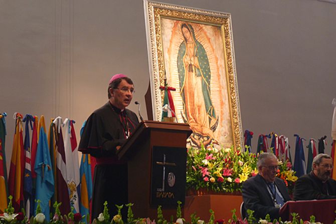 Archbishop Christophe Pierre apostolic nuncio to Mexico speaks at the Shrine of Our Lady of Guadalupe on Nov 16 2013 Credit Michelle Bauman CNA CNA 11 18 13
