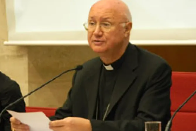 Archbishop Claudio Maria Celli at the Catholic Press Conference on Monday CNA 250x198