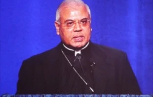Archbishop Francis A. Chullikatt, apostolic nuncio to the U.N., gives the keynote speech at the National Catholic Prayer Breakfast.