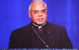 Archbishop Francis A. Chullikatt, apostolic nuncio to the U.N., gives the keynote speech at the National Catholic Prayer Breakfast. 