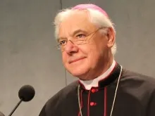Cardinal Gerhard Mueller, prefect of the Congregation for the Doctrine of the Faith, at the Vatican press office, July 5, 2013. 