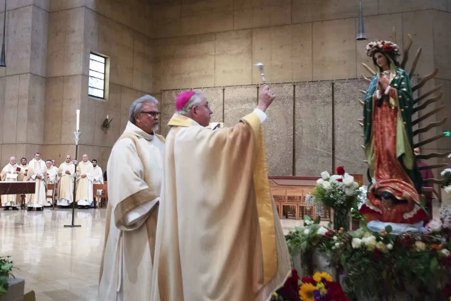 Archbishop Jose Gomez celebrates Mass on the new feast of Mary, our Mother of the Church, in May 2018. ?w=200&h=150