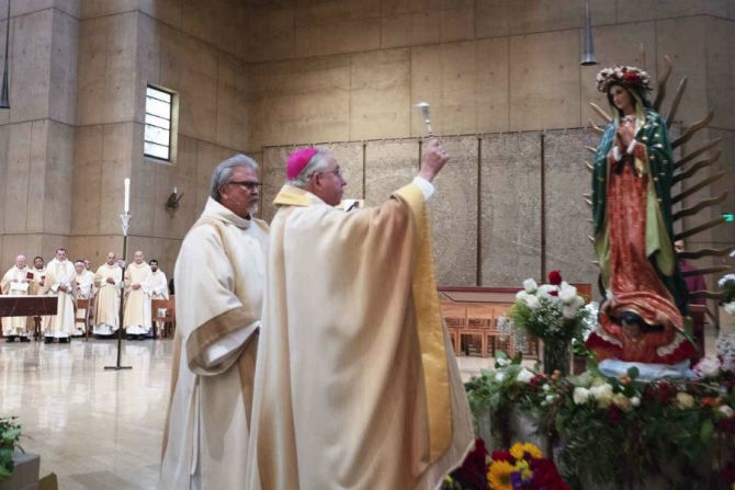 Archbishop Gomez celebrates Mass on the new feast of Mary our Mother of the Church in May 2018 Credit Victor Aleman Angelus News CNA