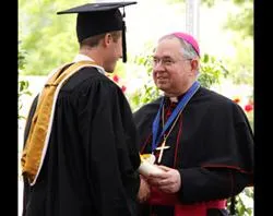 Archbishop Jose Gomez hands out diplomas during graduation ceremonies at Thomas Aquinas College in Santa Paula, CA. Courtesy Thomas Aquinas College.?w=200&h=150