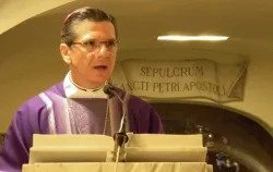 Archbishop Gustavo Garcia-Siller preaches March 15 at the tomb of St. Peter during the Region X ad limina visit.?w=200&h=150