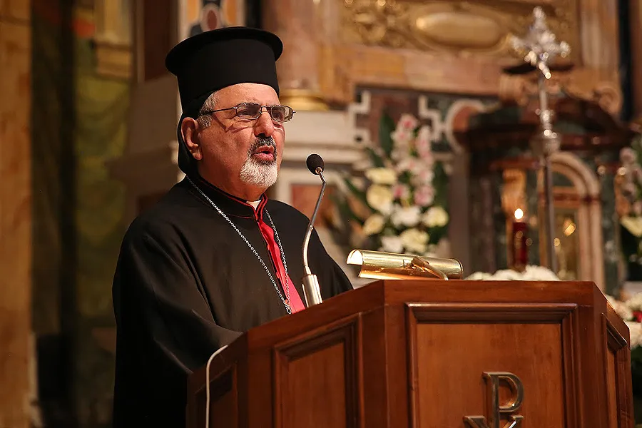 Syriac Patriarch of Antioch Ignatius Joseph III Younan attends a prayer event Santa Maria ai Monti parish in Rome, April 17, 2015. ?w=200&h=150