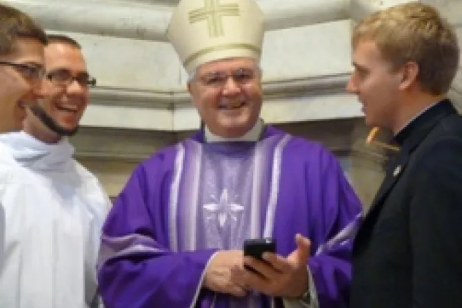 Archbishop Jerome Hanus with US Seminarians after Mass CNA Vatican Catholic News 3 7 12