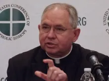 Archbishop José H. Gomez of Los Angeles speaks during a press conference at the 2012 USCCB Fall General Assembly. 