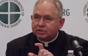 Archbishop José H. Gomez of Los Angeles speaks during a press conference at the 2012 USCCB Fall General Assembly.   Michelle Bauman.