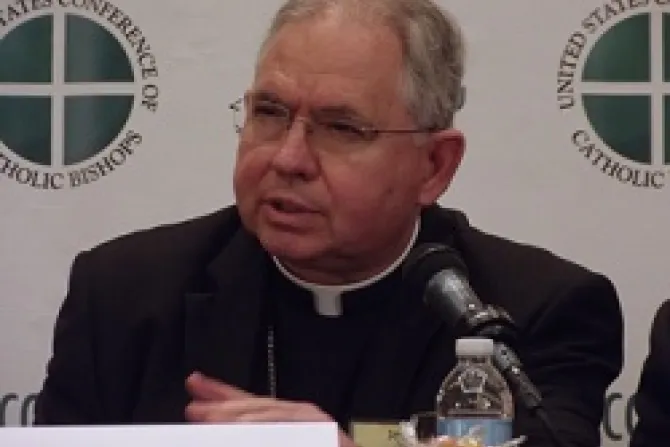 Archbishop Jos H Gomez of Los Angeles speaks during a press conference at the 2012 USCCB Fall General Assembly Credit Michelle Bauman CNA CNA Catholic News 11 14 12