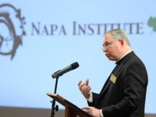 Archbishop Jose Gomez speaks at the Napa Institute's “Catholics in the Next America” conference. 