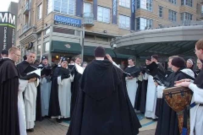 Archbishop Joseph A Di Noia OP fourth from left and Domincan friars and sisters sing carols in Washington DC Dec 16 2013 Credit Addie Mena CNA CNA 12 18 13